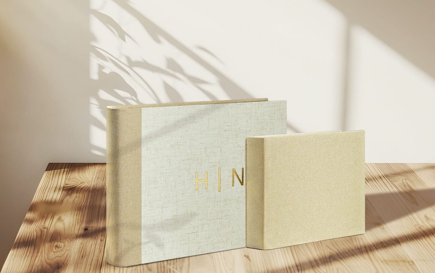 our elegant wedding album sitting on a table
