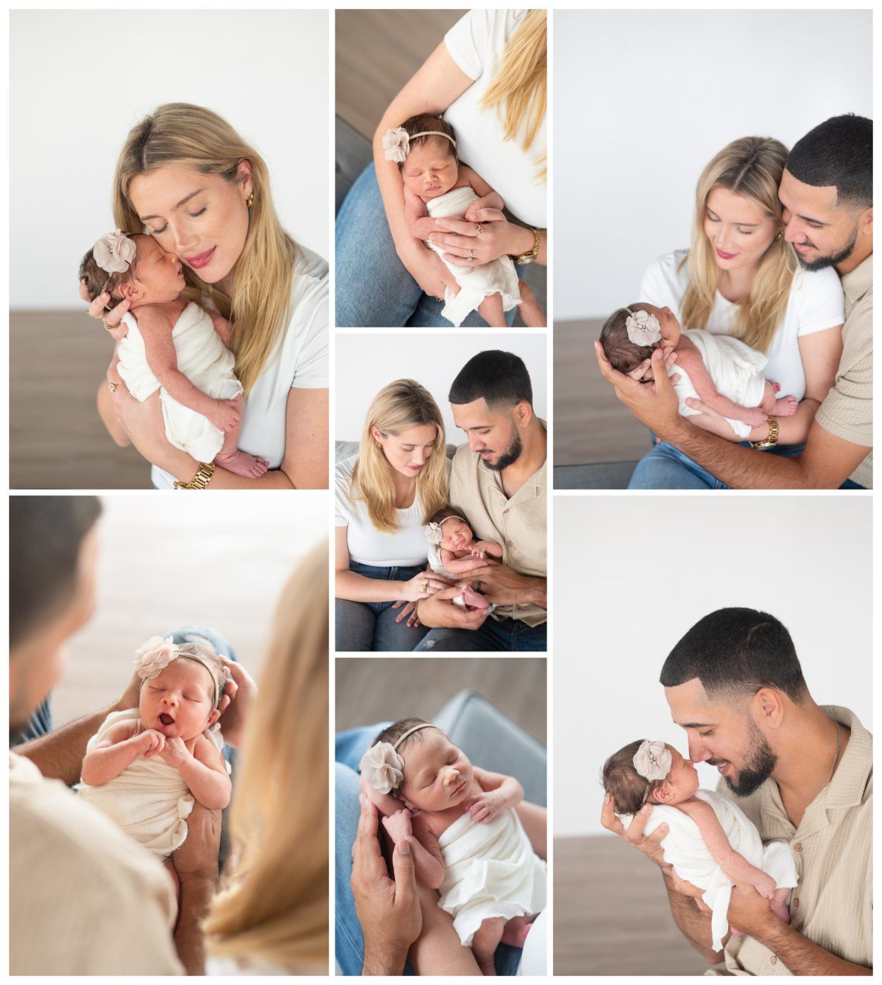 Newborn baby girl portrait session at Natural Light Studio with parents and grandparents by Bartlesville Newborn Photographer Kristi Bray