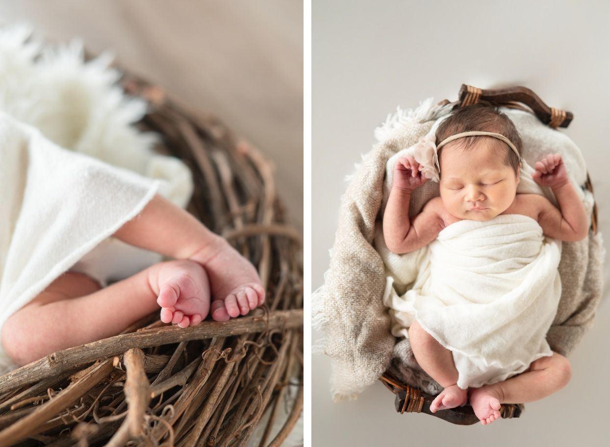 Newborn baby girl portrait session at Natural Light Studio with parents and grandparents by Bartlesville Newborn Photographer Kristi Bray