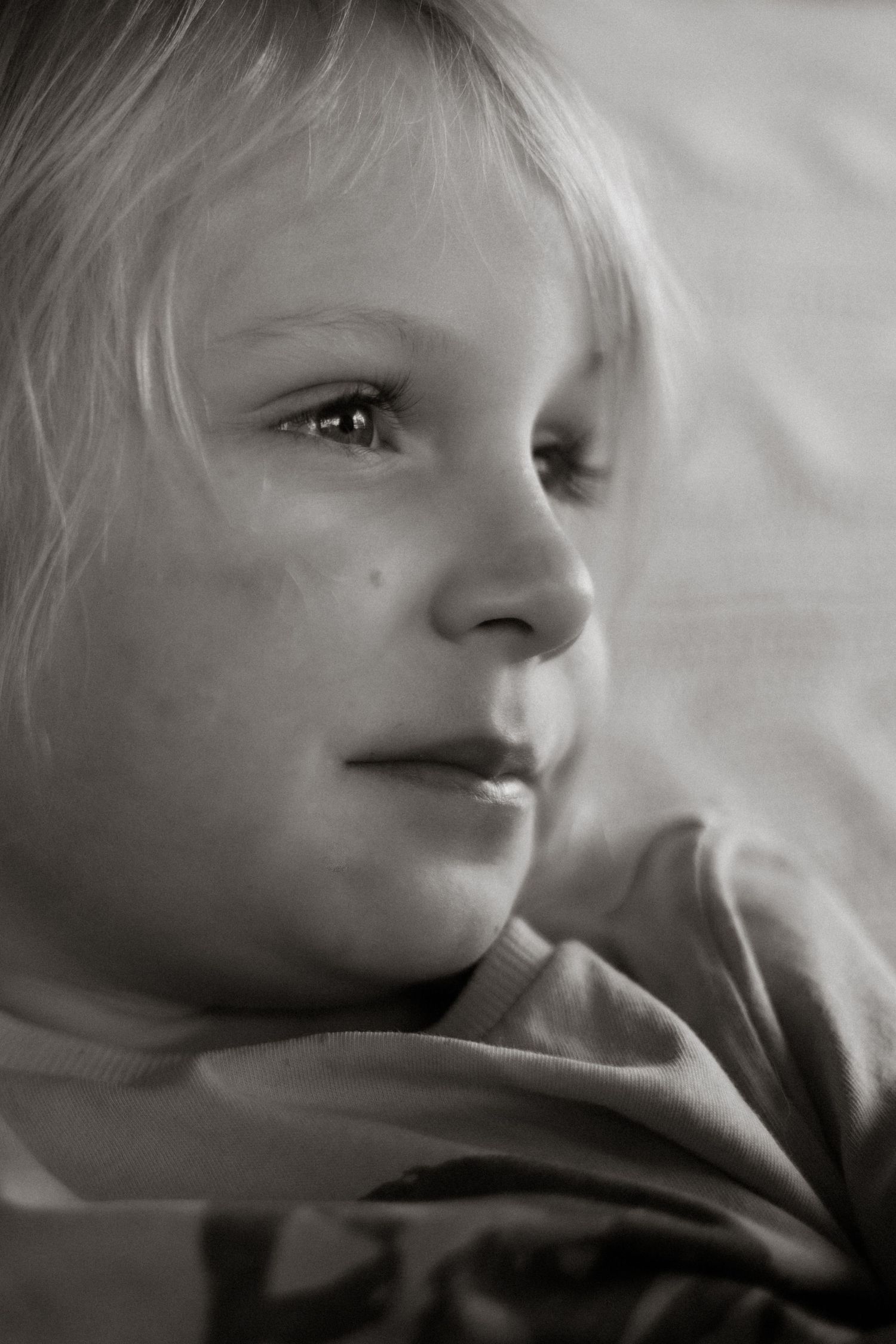Black and white boy portrait