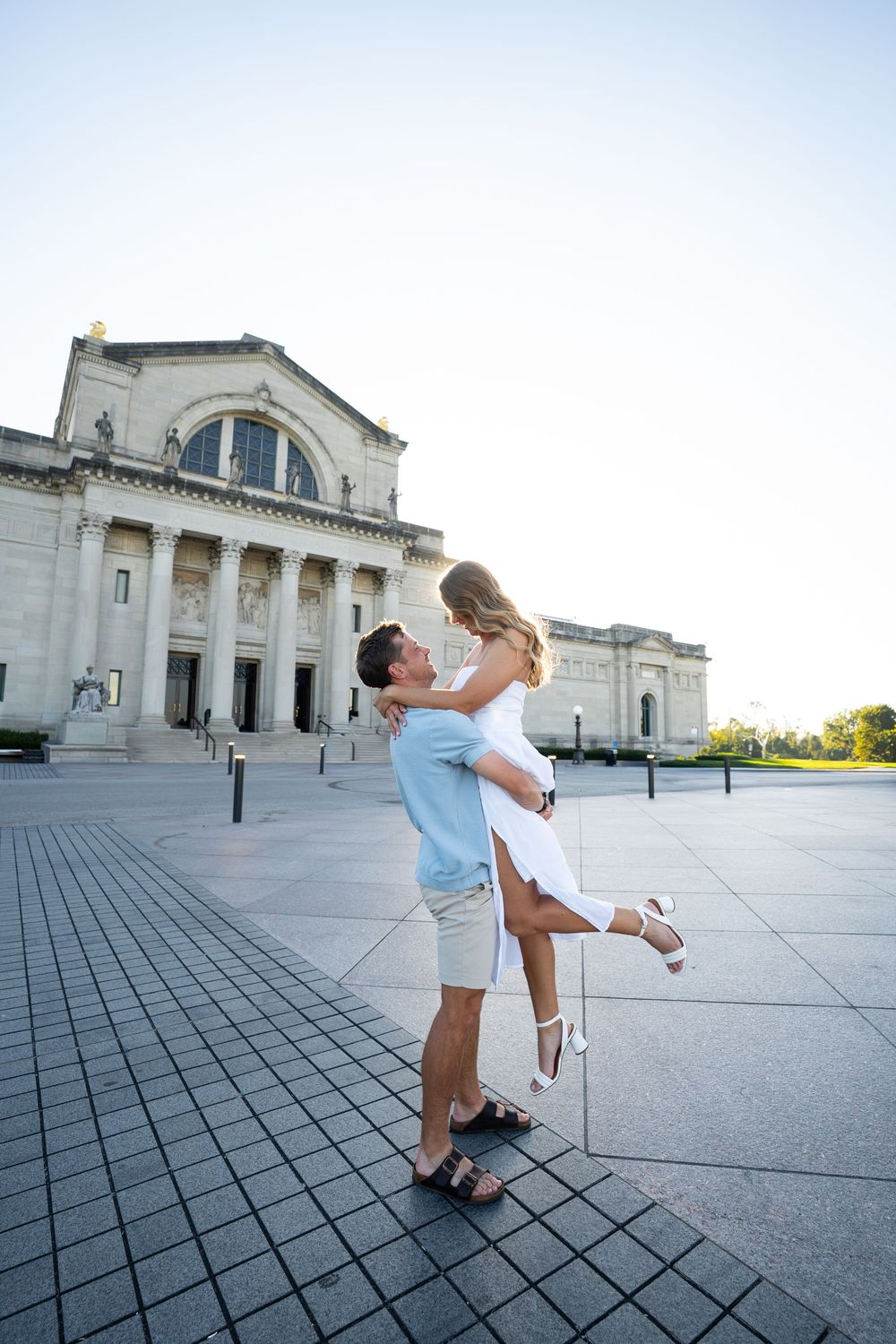 Romantic couple's engagement photos Forest Park, St. Louis, Missouri.
