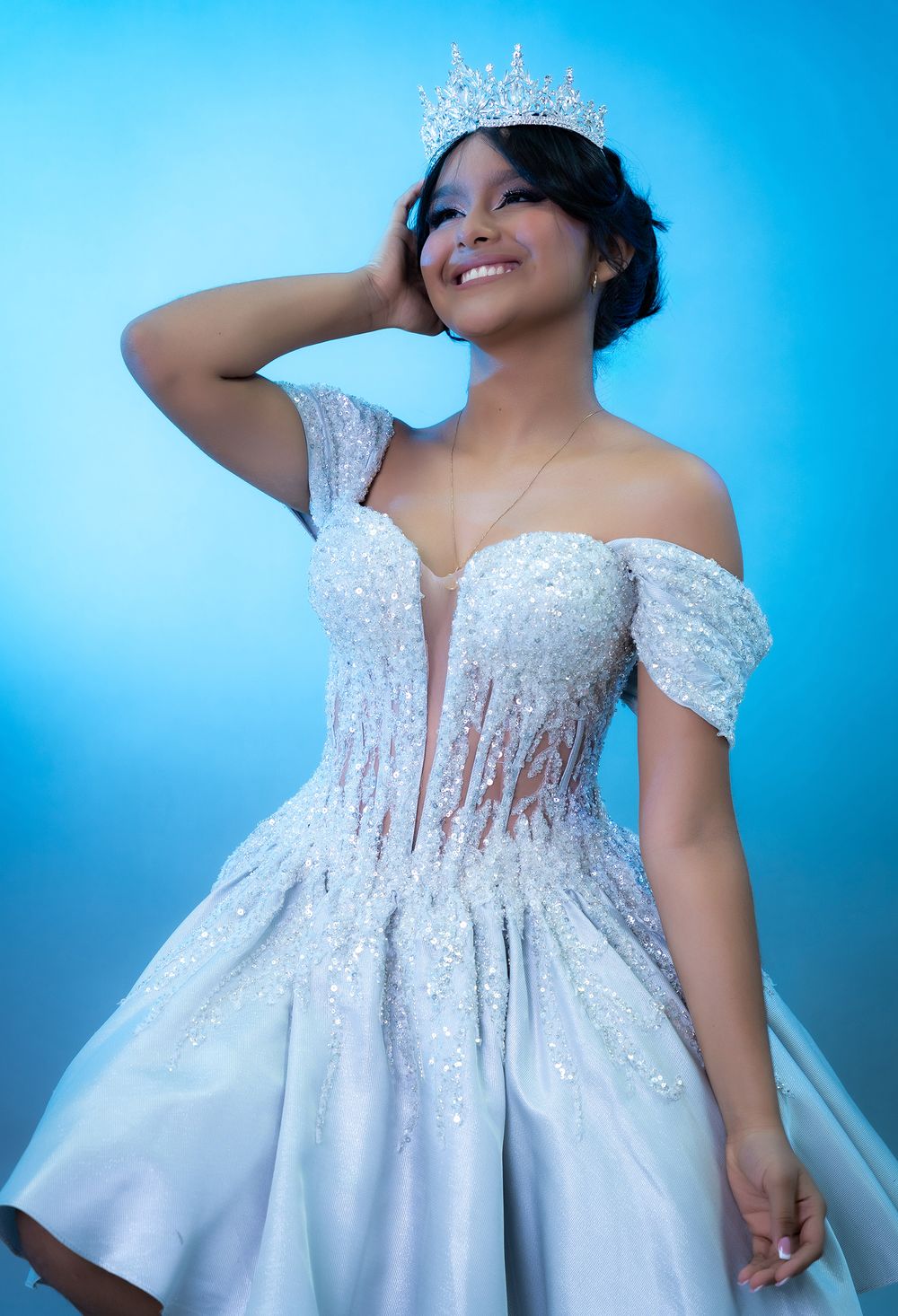Pre XV artístico con temática de mariposas en estudio en Cesar, Colombia