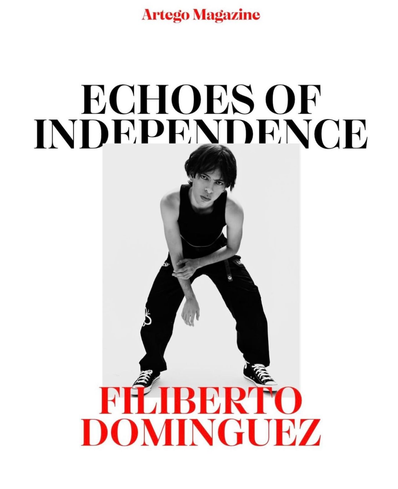 Title of the photoshoot: "Echoes of Independence" by Filiberto Dominguez with a picture with editorial style. Hair was done by Angelis