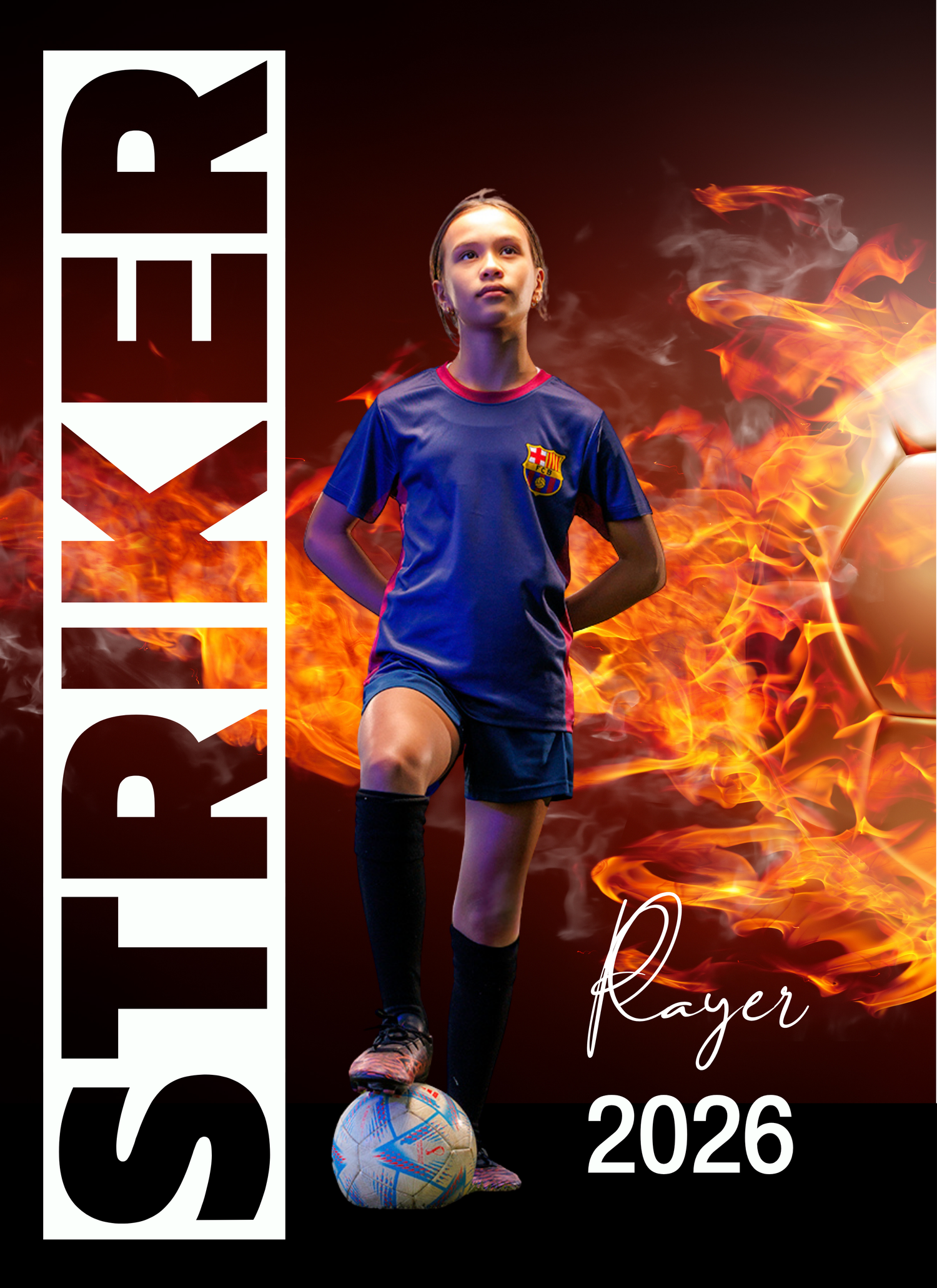 Custom sports trading card for junior soccer player