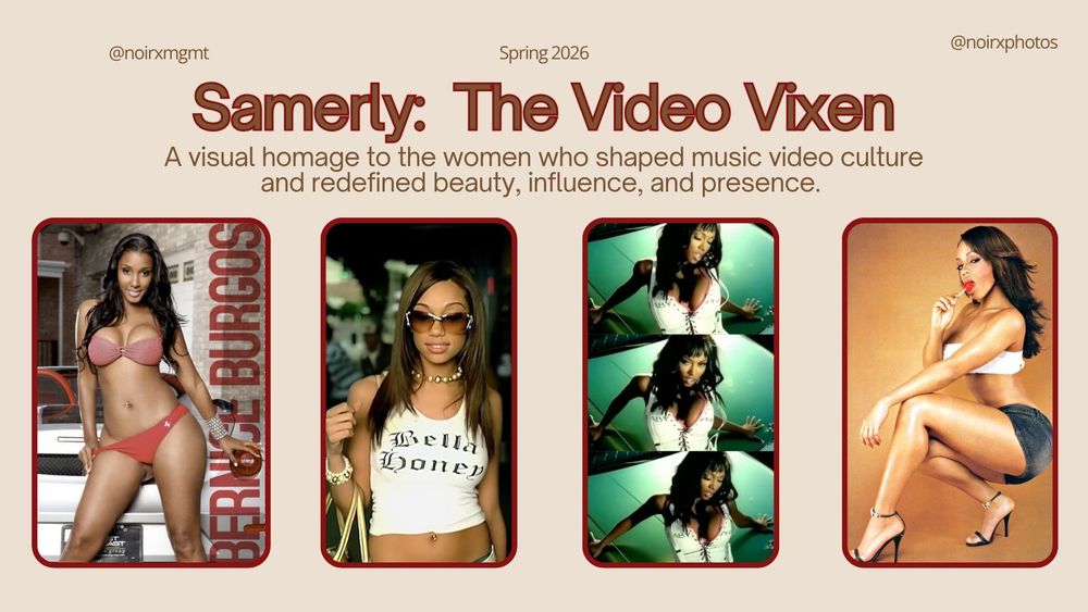 Presentation slide titled Samerly The Video Vixen featuring a visual homage to women who shaped music video culture.