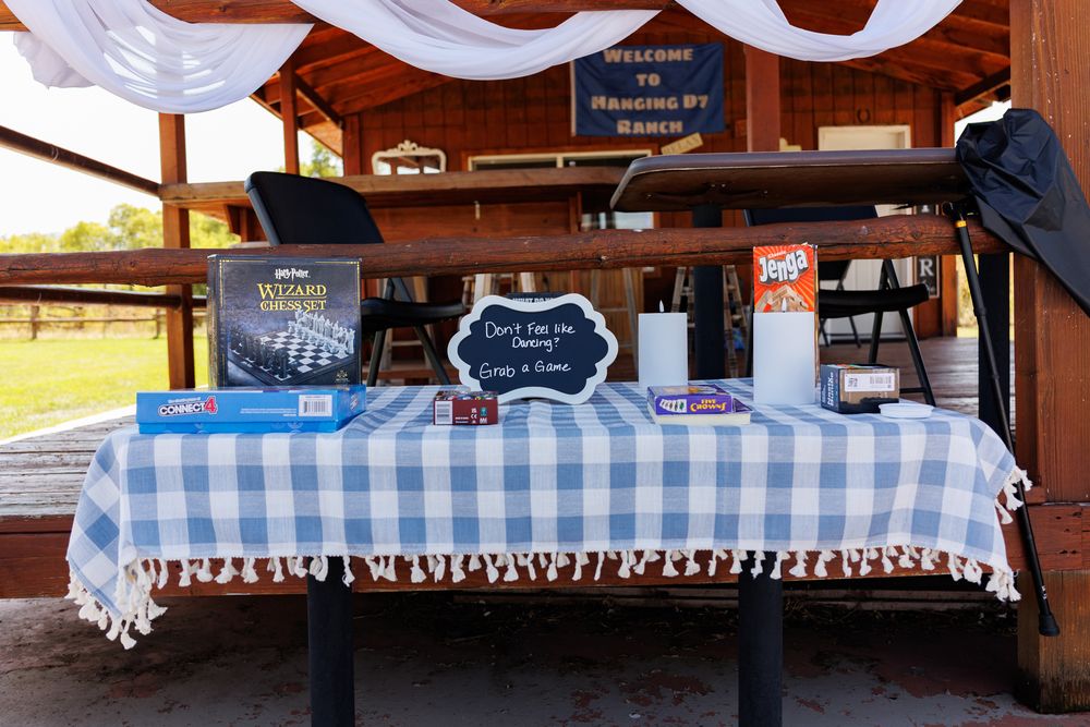 rustic Montana wedding with game table