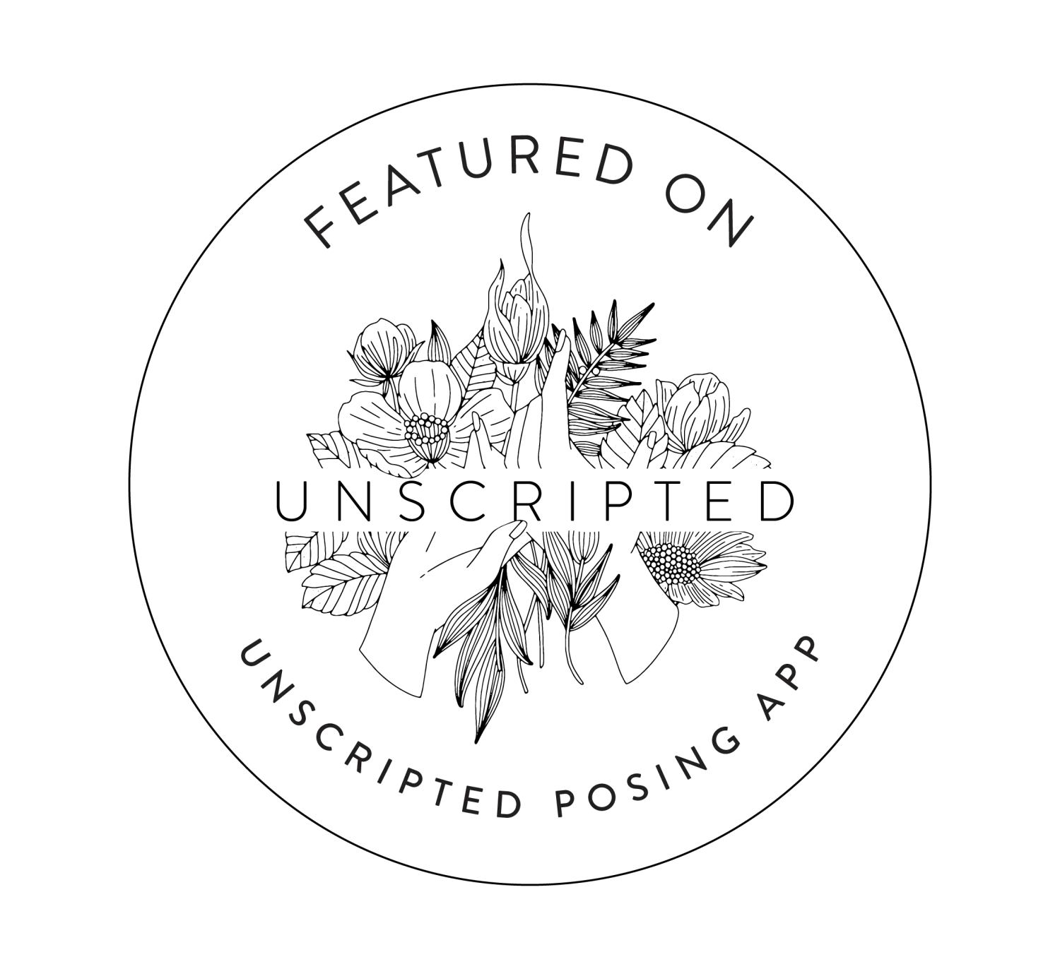 Circular logo designs featuring floral and botanical elements arranged in a repeating pattern.