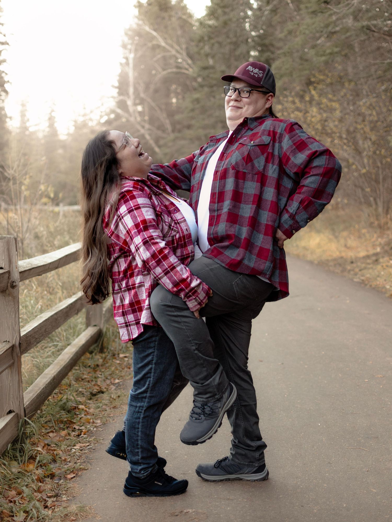 Outdoor couples photography session in Prince Albert Little Red River Park