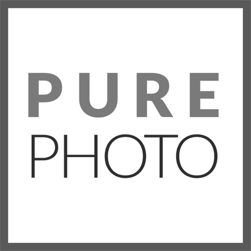 Black square logo with text reading PURE PHOTO in gray lettering.