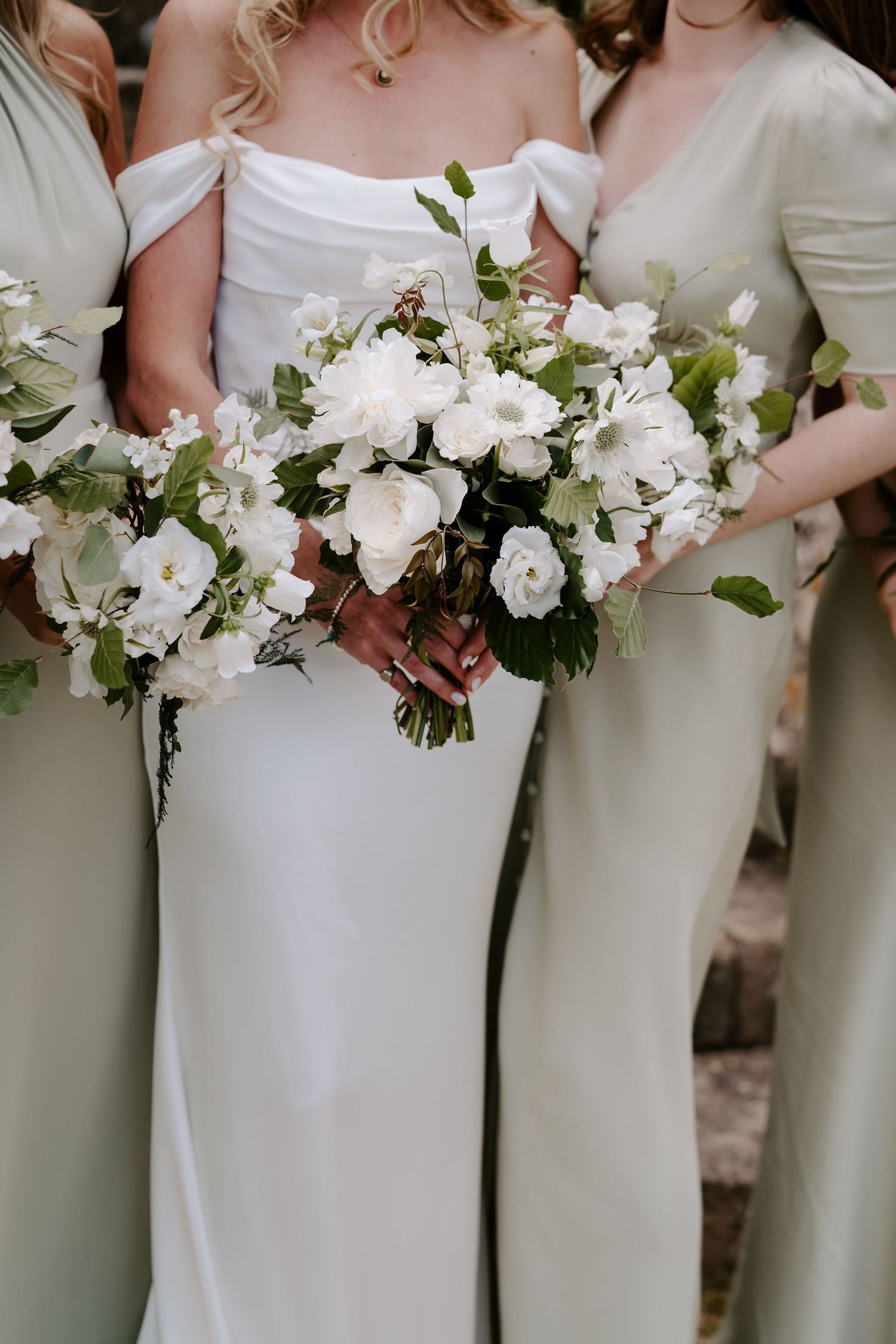 bride and bridesmaids bouquets at hamswell house wedding bath