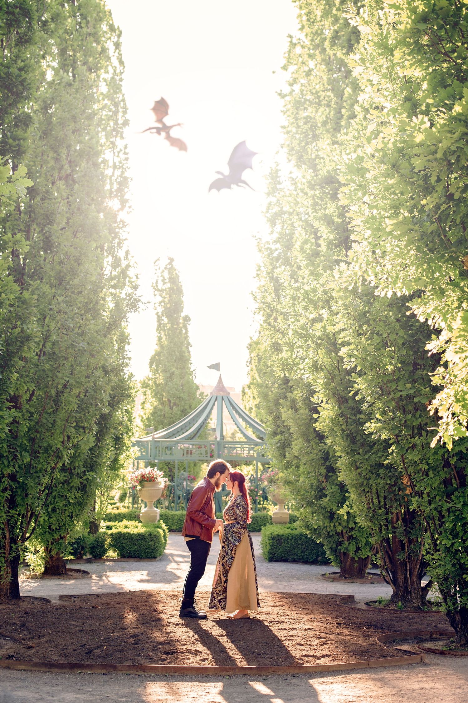 renaissance couple engagements Thanksgiving Point ashton gardens Lehi Utah dragons