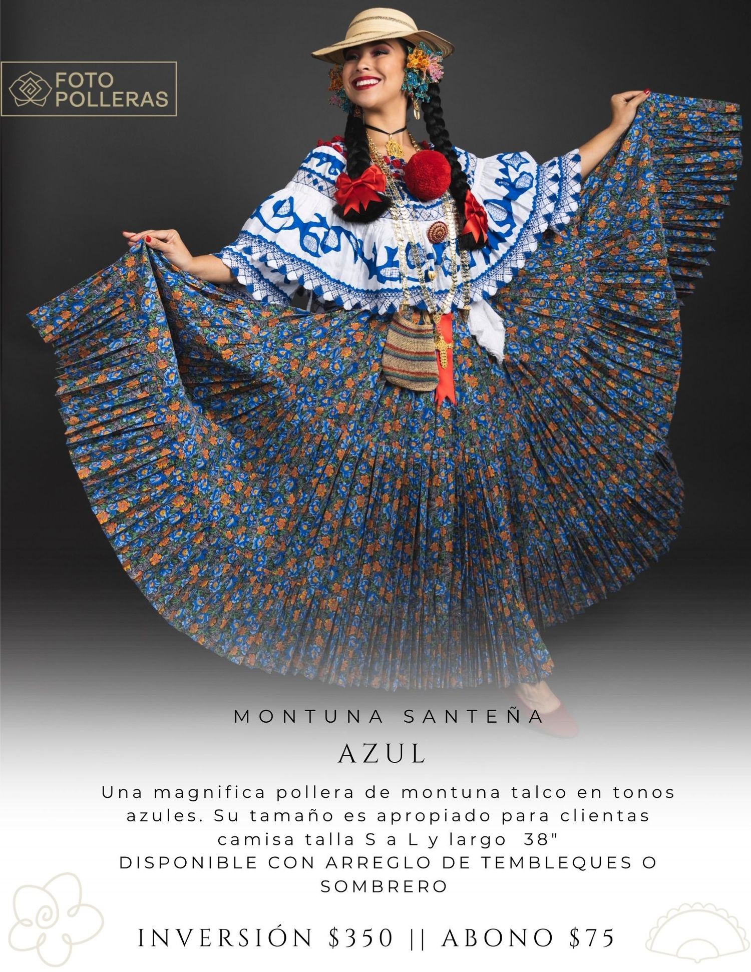 mujer con una pollera blanca de organza y tembleques de colores en atardecer en el casco antiguo