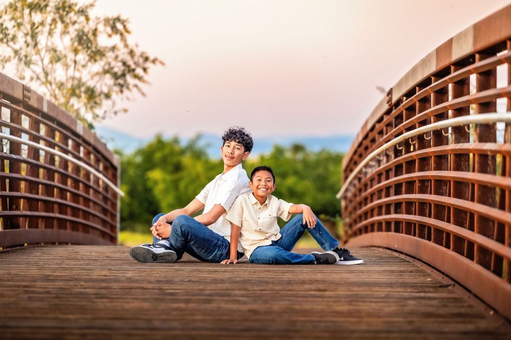 Brotherly bonds captured in a beautiful scenic bridge near Fresno,ca