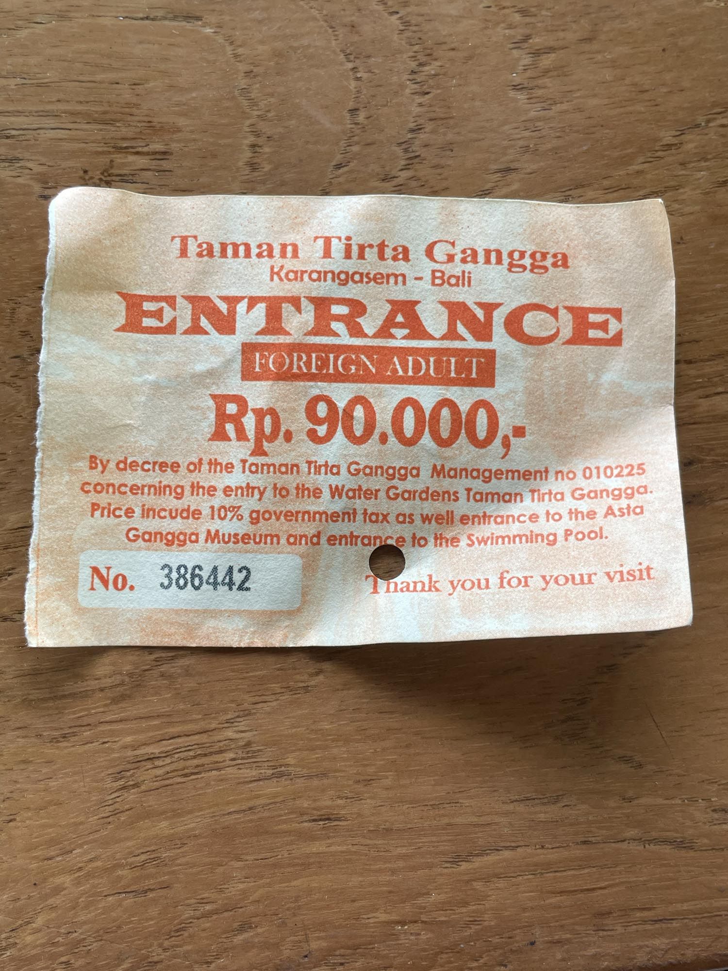 Tirta Gangga entrance ticket in Bali
