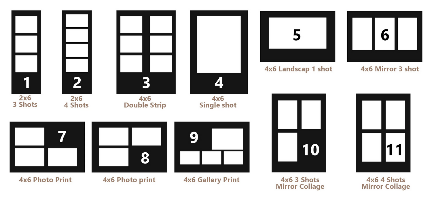 Various layouts showing different grid patterns. Opties voor layouts voor de foto frames photo frames.