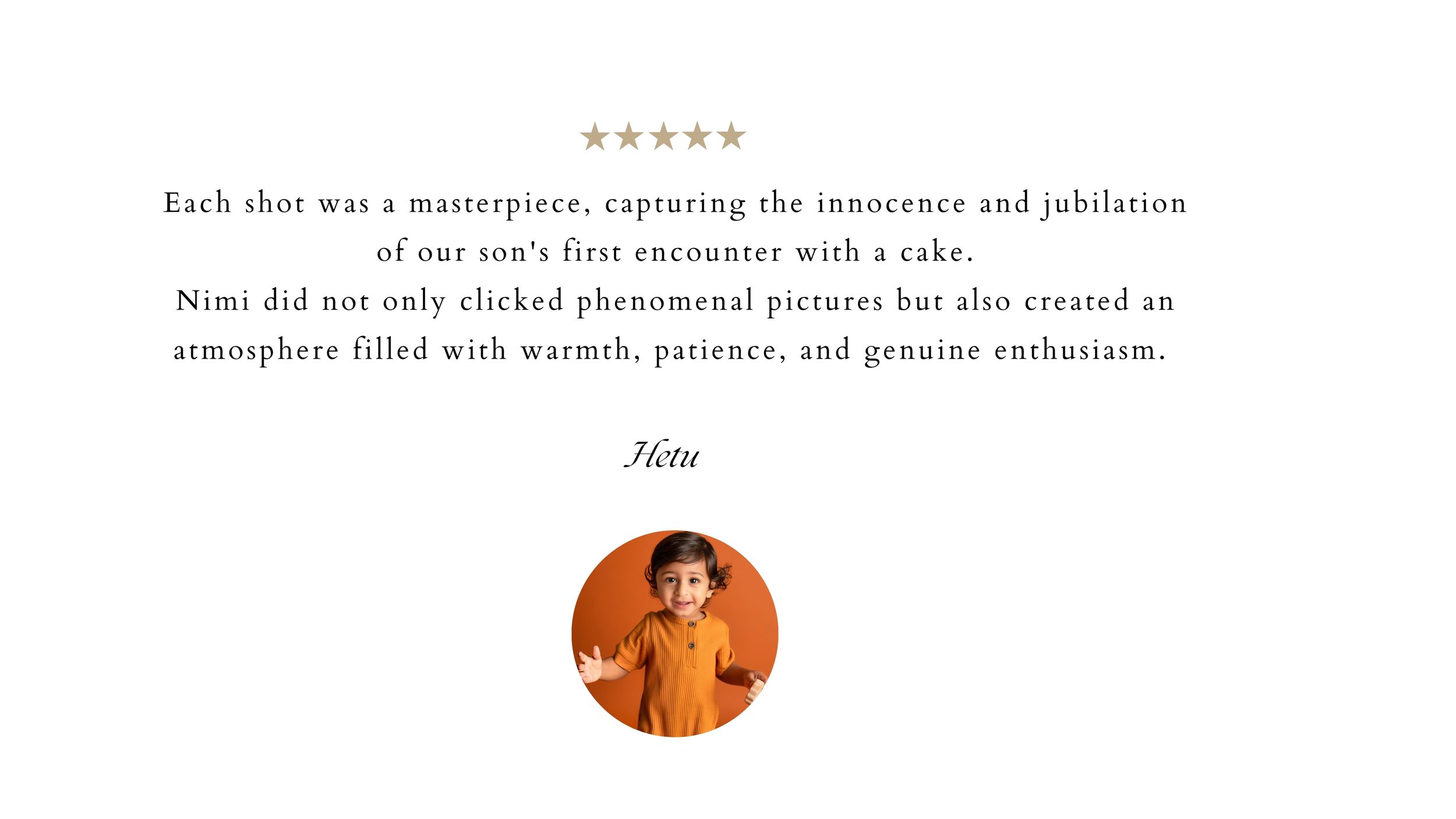 a testimonial from a cake smash photo shoot