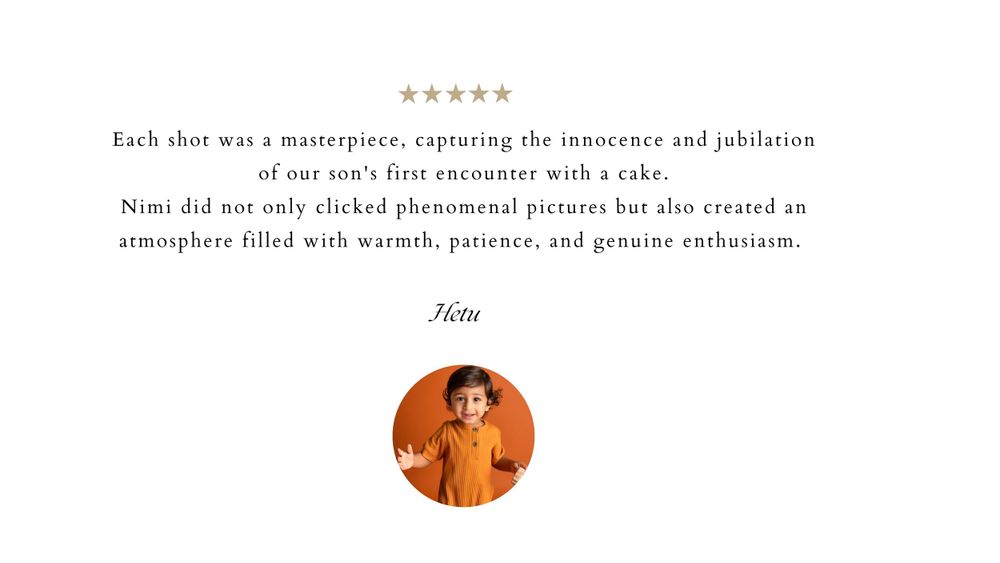 a testimonial from a cake smash photo shoot