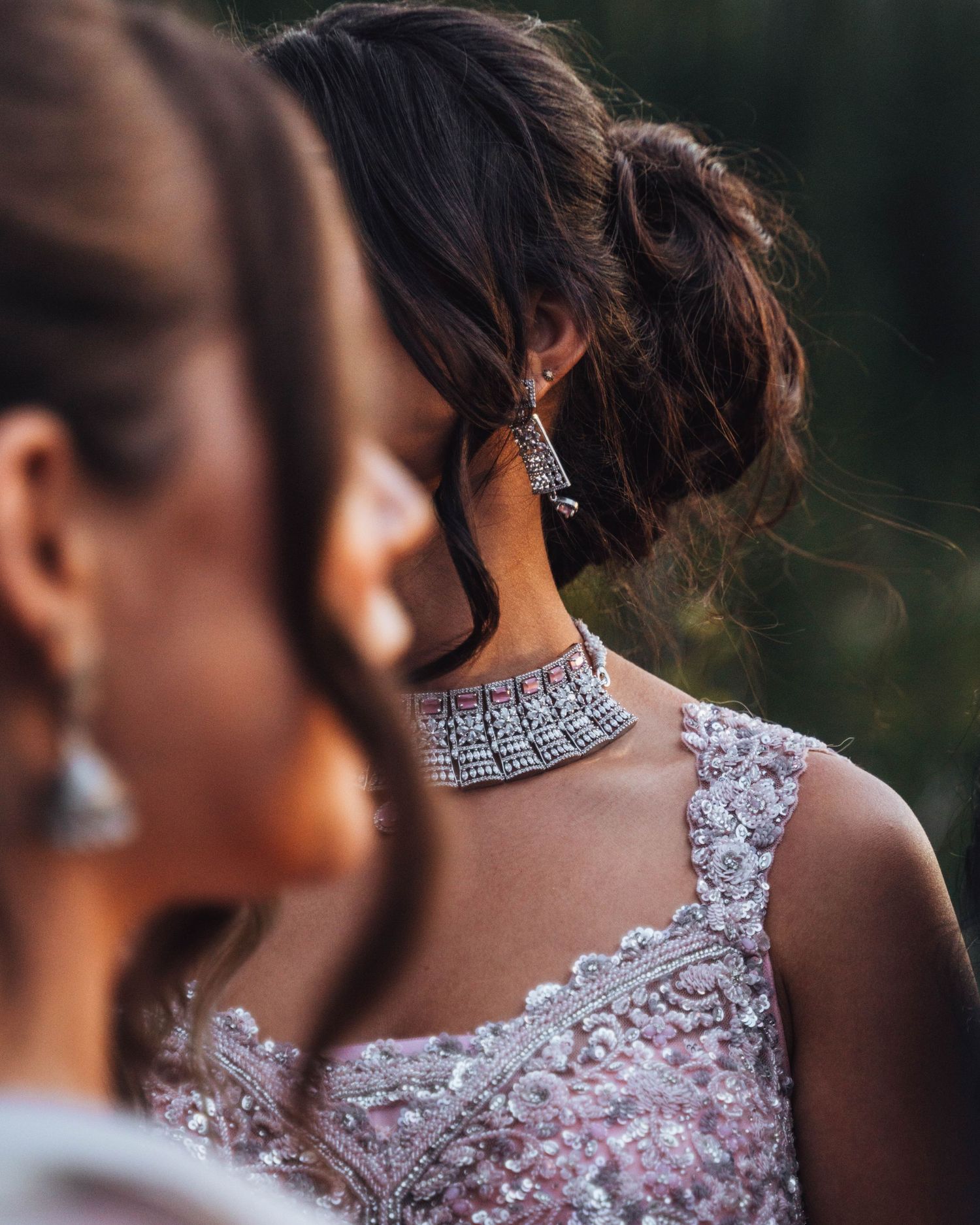 Bridesmaid's necklace and earrings. Calgary wedding jewelry.