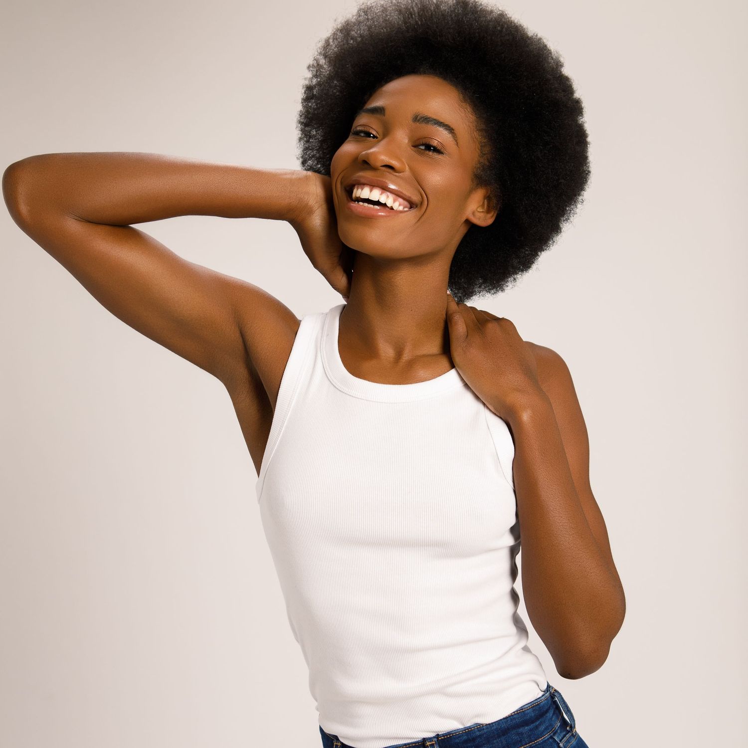 Natural afro hair and perfect skin