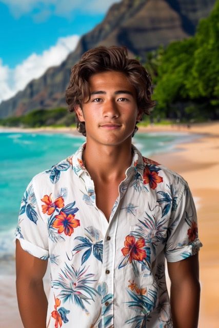 Senior studio portrait of teenage boy with beach backround