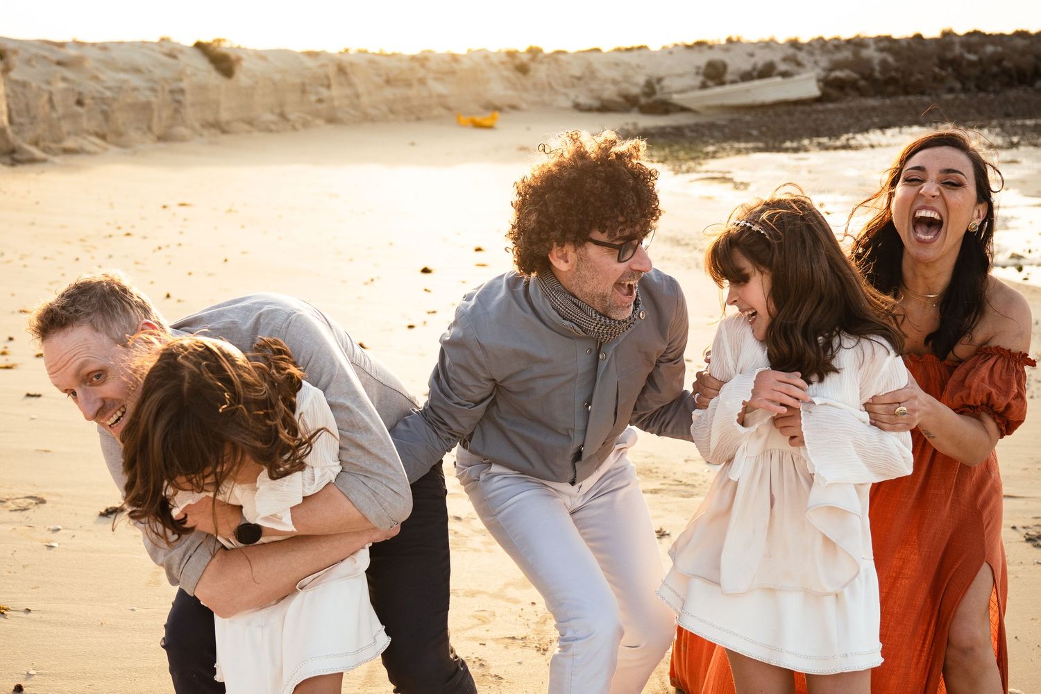 family fun photoshoot on beach abu dhabi