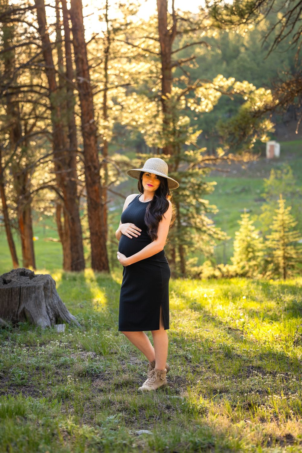 Sunset photography with baby bump for maternity photo session