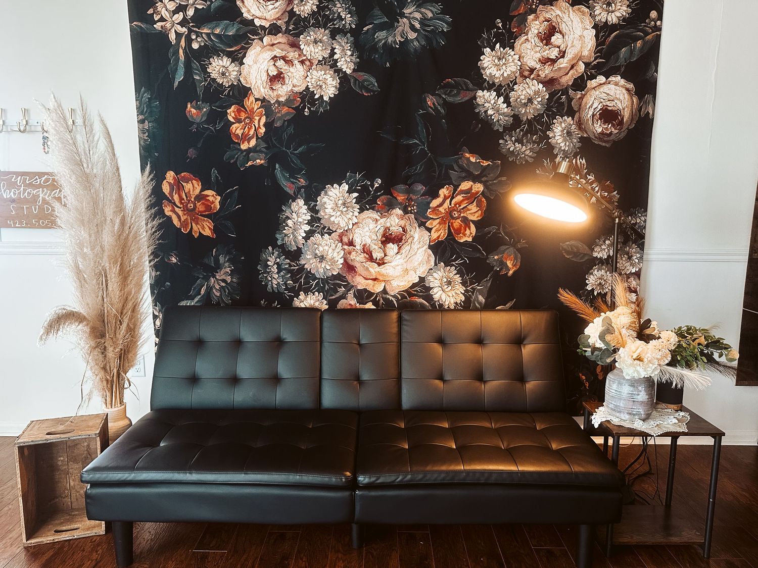 Photography studio detail featuring custom wall art displays at Urso Photography.