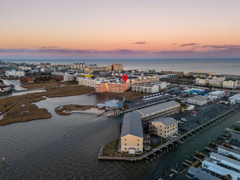 aerial photography at sunset in ocean city, maryland
