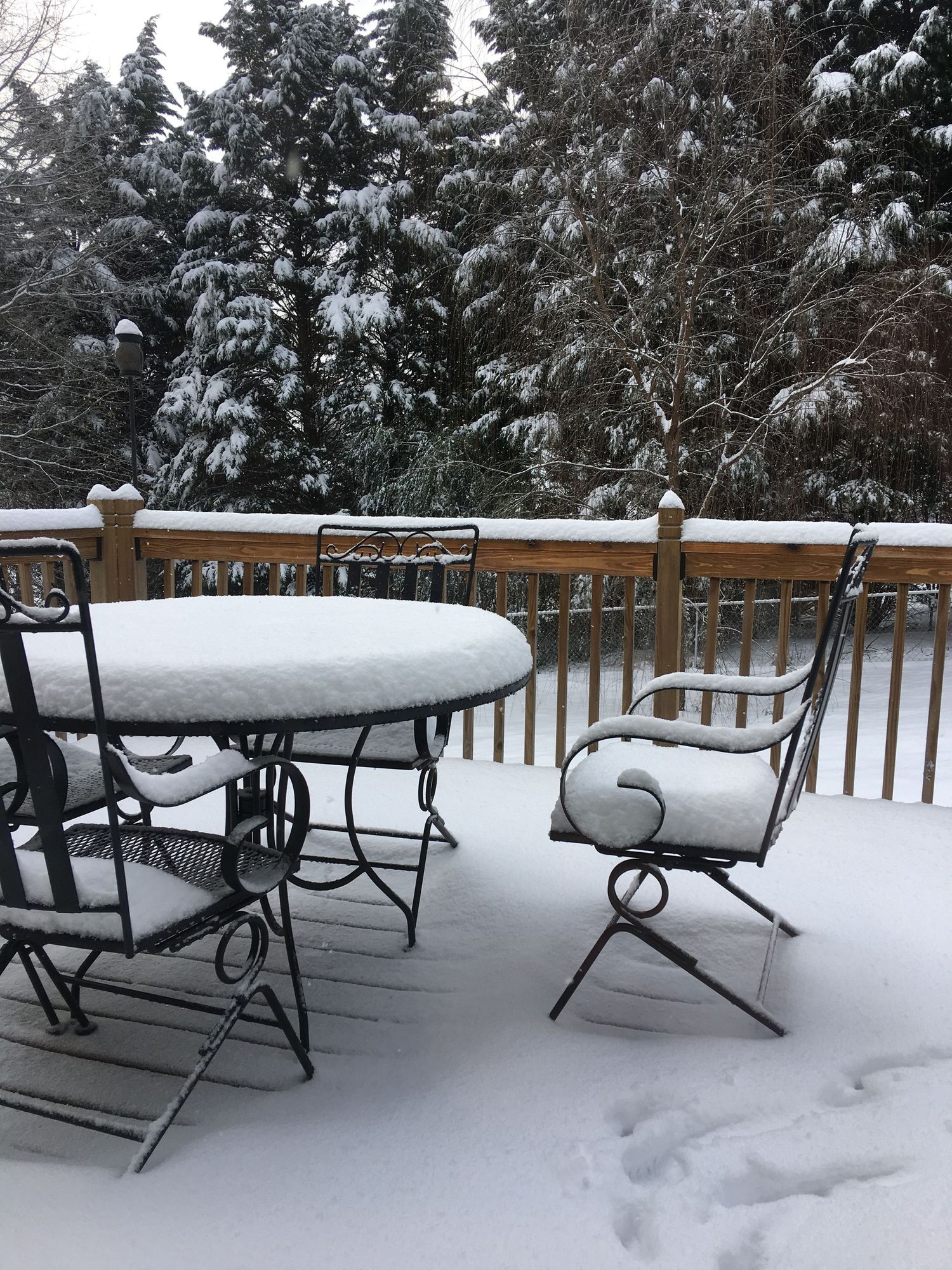 snow on tables