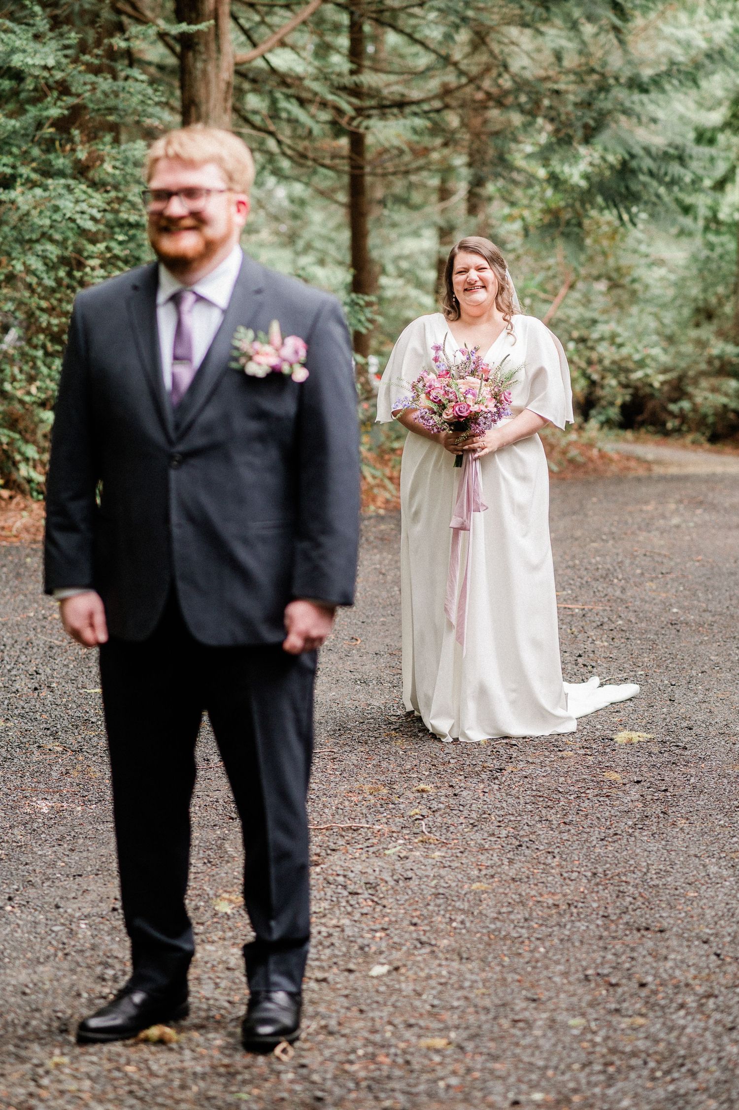 bride coming behind groom