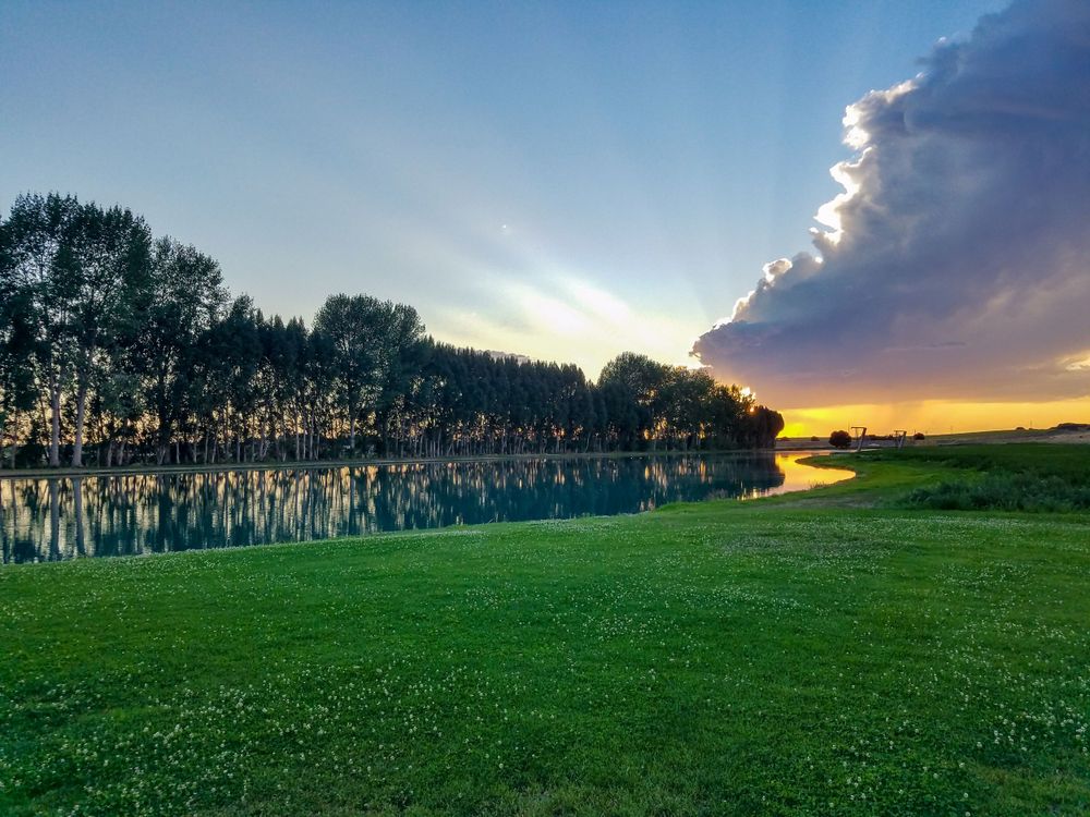 Picture of lake at sunset.