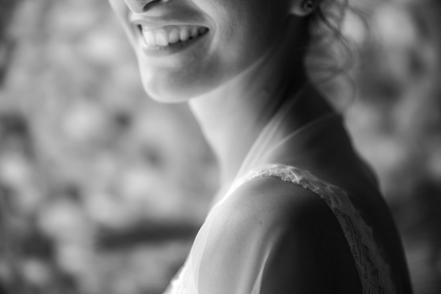 Black and white portraits showing joyful expressions and natural lighting.