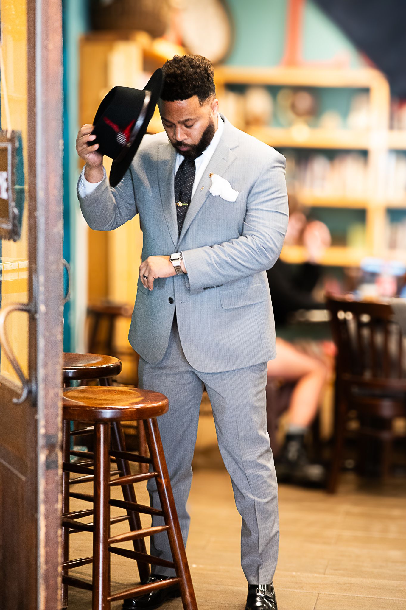 Man looking at watch