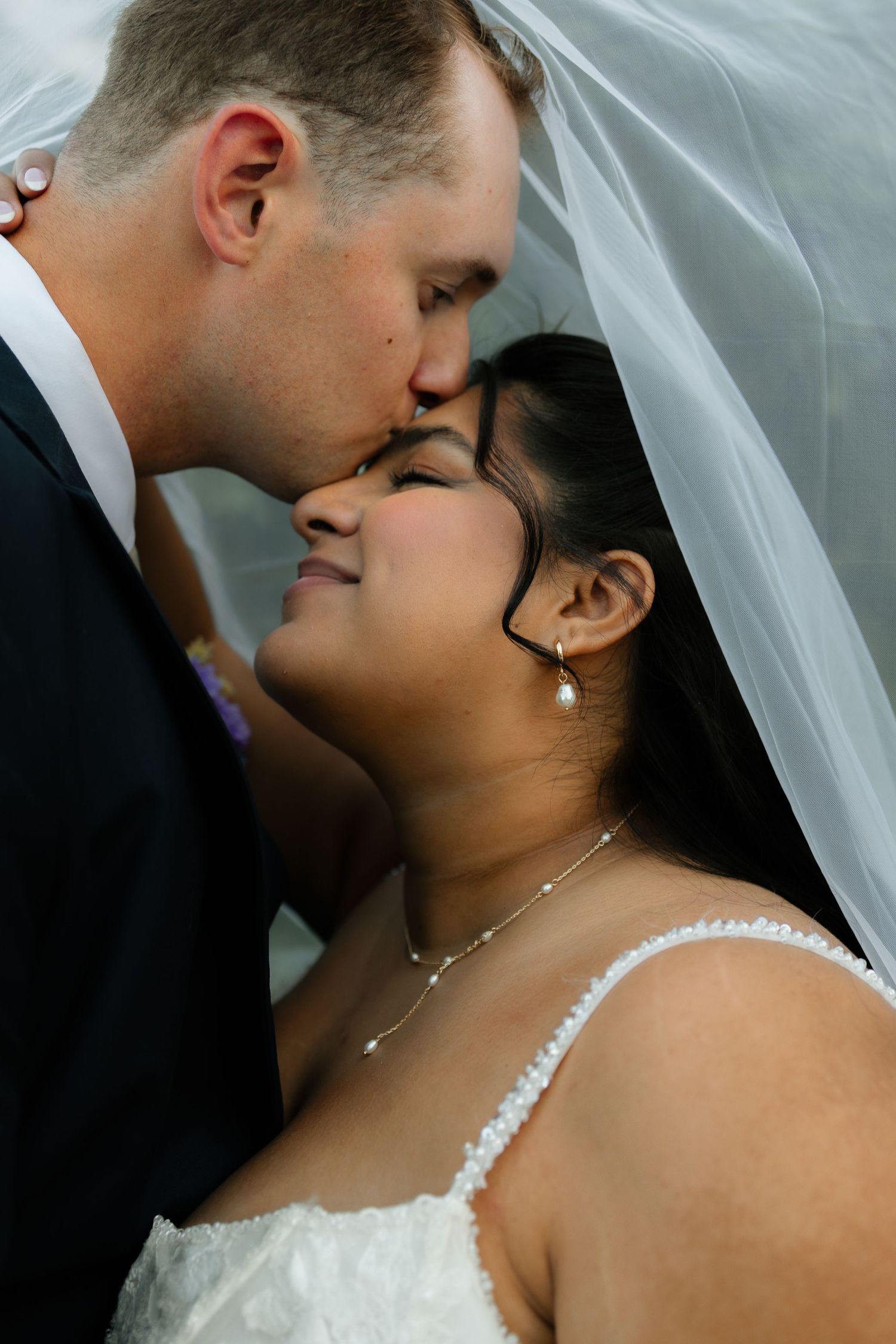 Couple at wedding in sunset