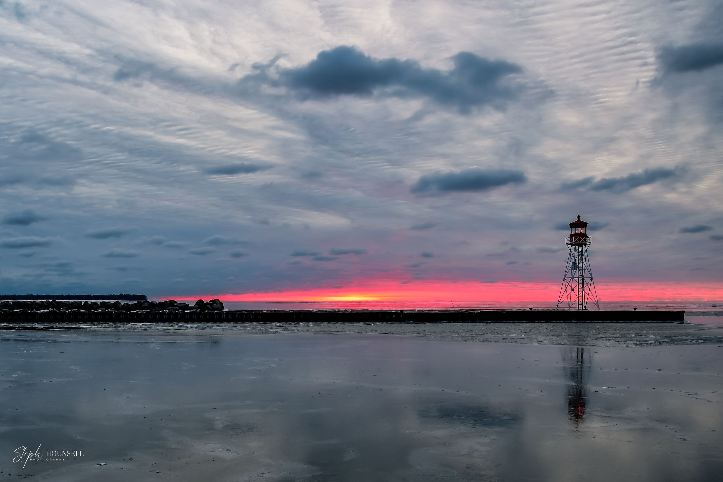Erieau Lighthouse sunrise