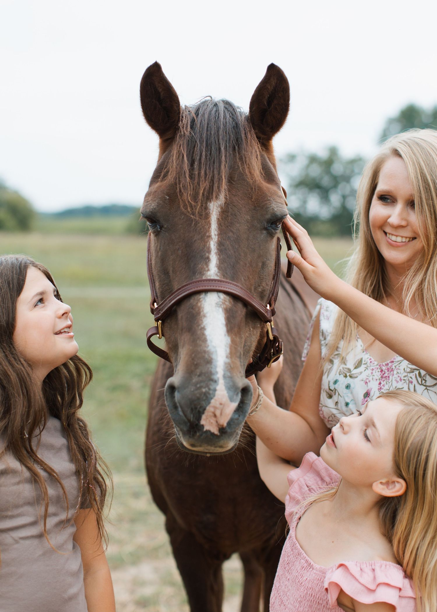 Interactive family photos in Goodrich, MI with family horse