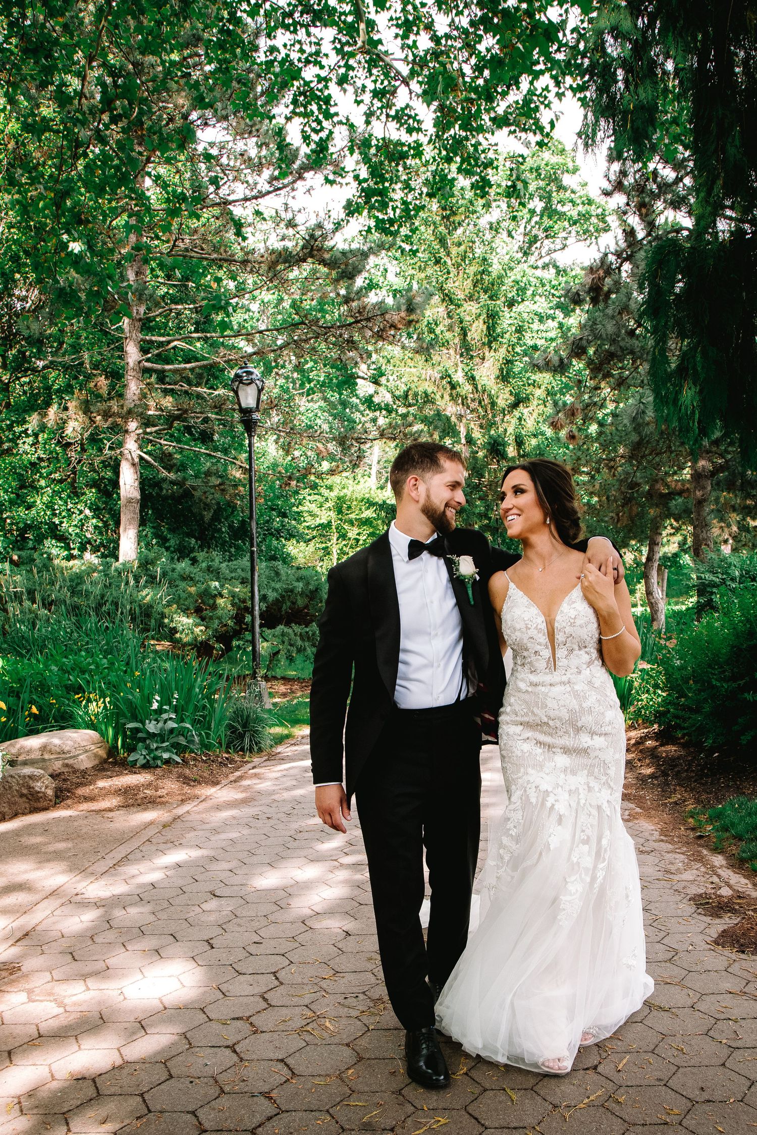 Buffalo Wedding Photographer Jess Trankle Images photographs The Bride and Groom at The Japanese Gardens in Buffalo, N.Y.