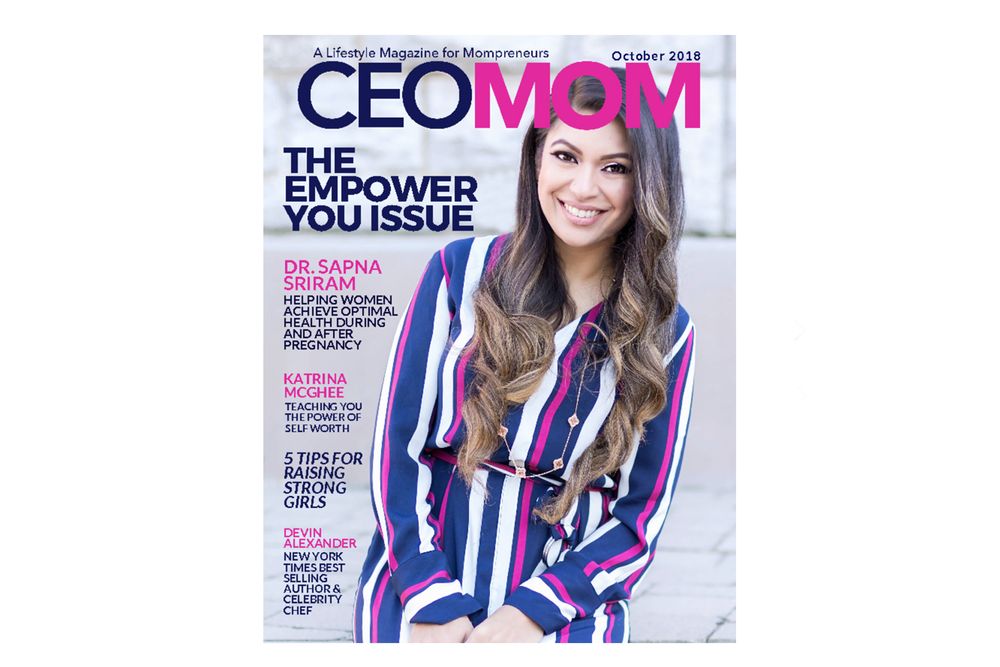 Magazine cover of CEO MOM featuring business and lifestyle content.