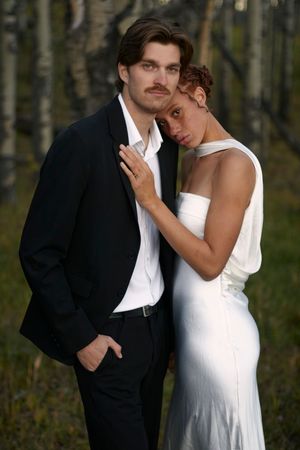 Wedding couple photography outdoor with soft light.