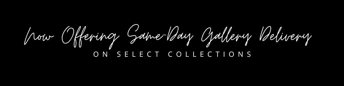 White decorative text about same day delivery on a black background.