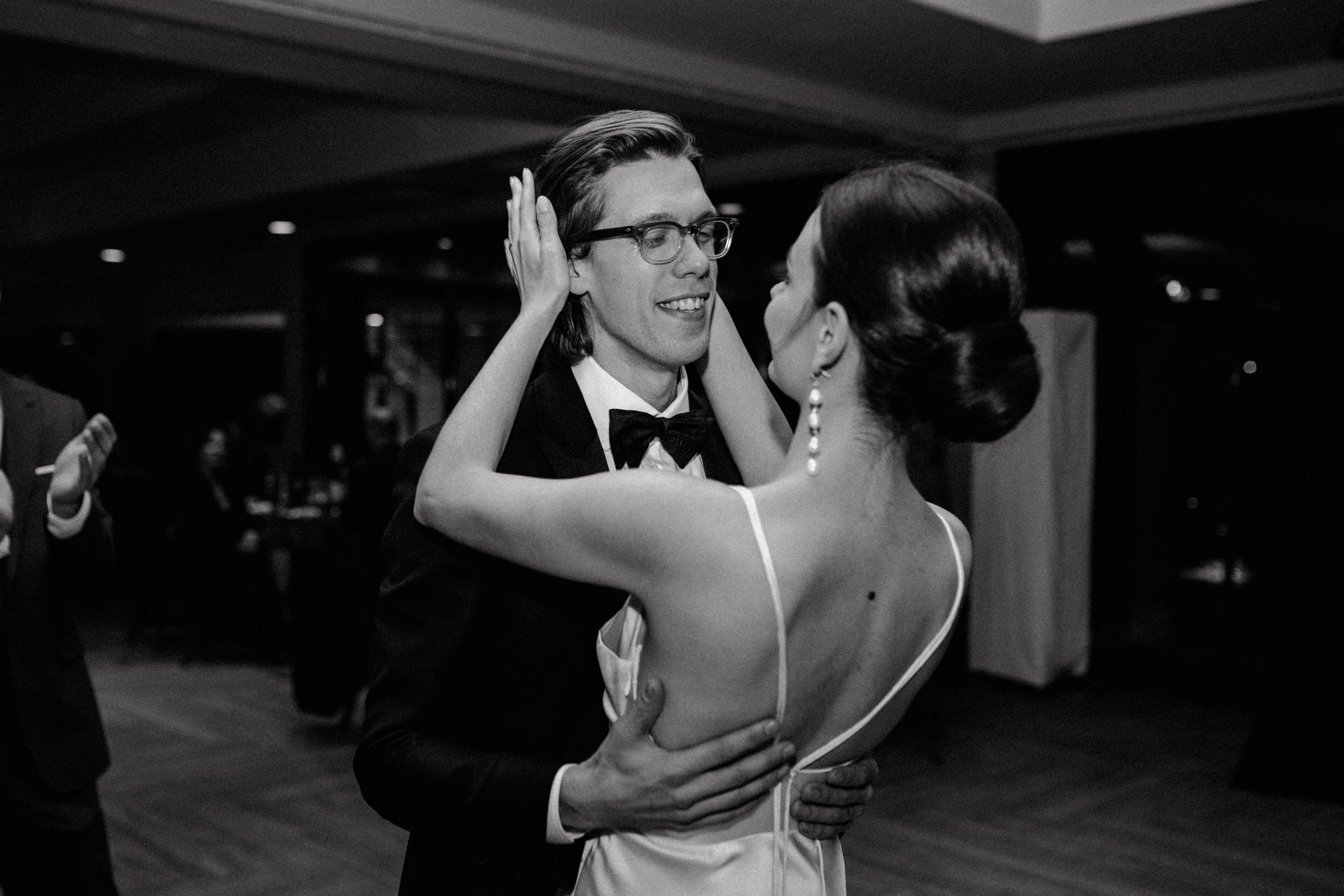 Close-up of the groom with teary eyes during the first dance at the wedding reception in Zagreb, Croatia.