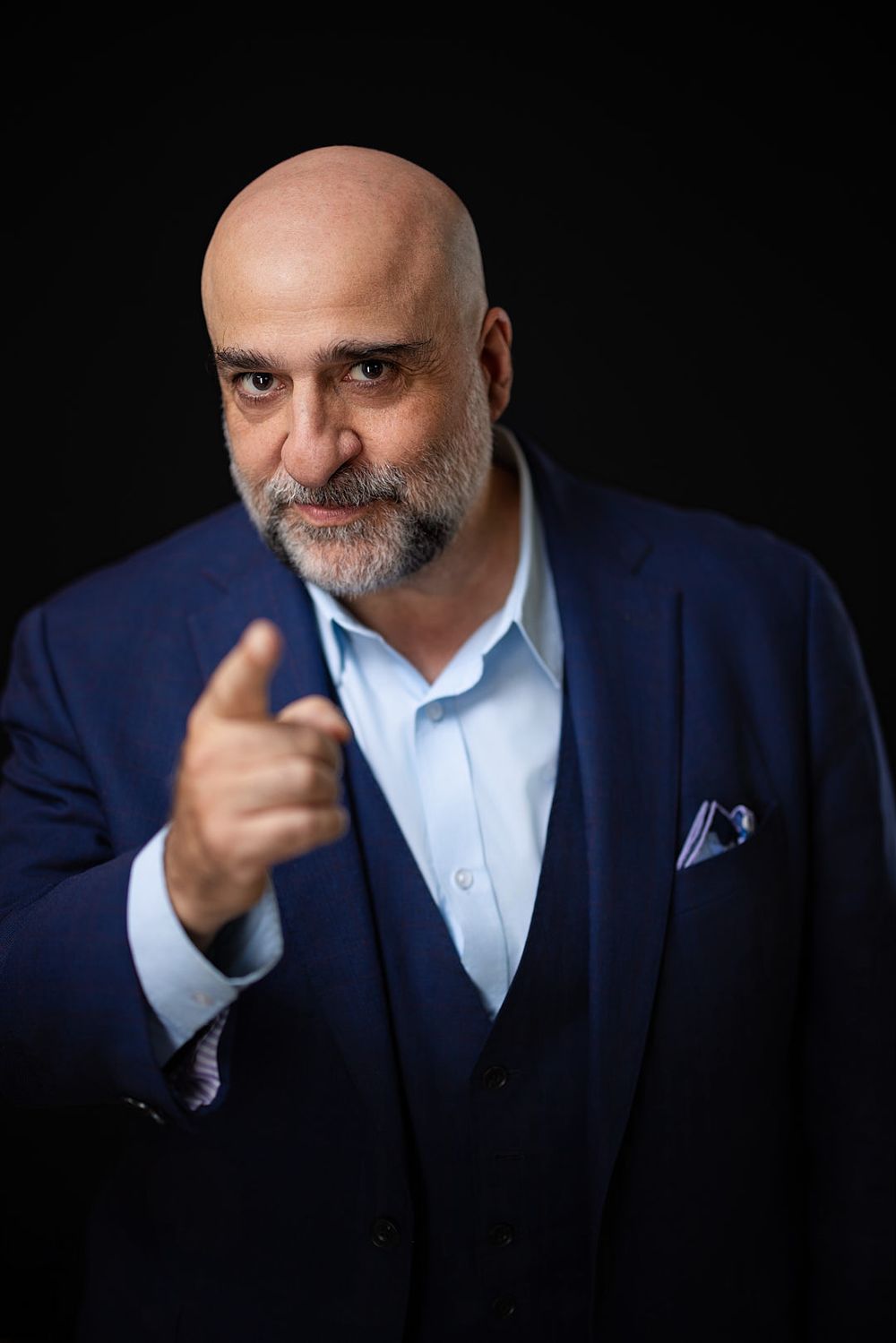 Omid Djalili pointing in the style of Lord Kitchener