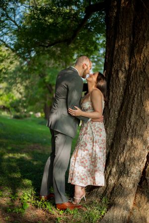 Man and woman dressed up outdoors for photo shoot in Richmond, Virginia