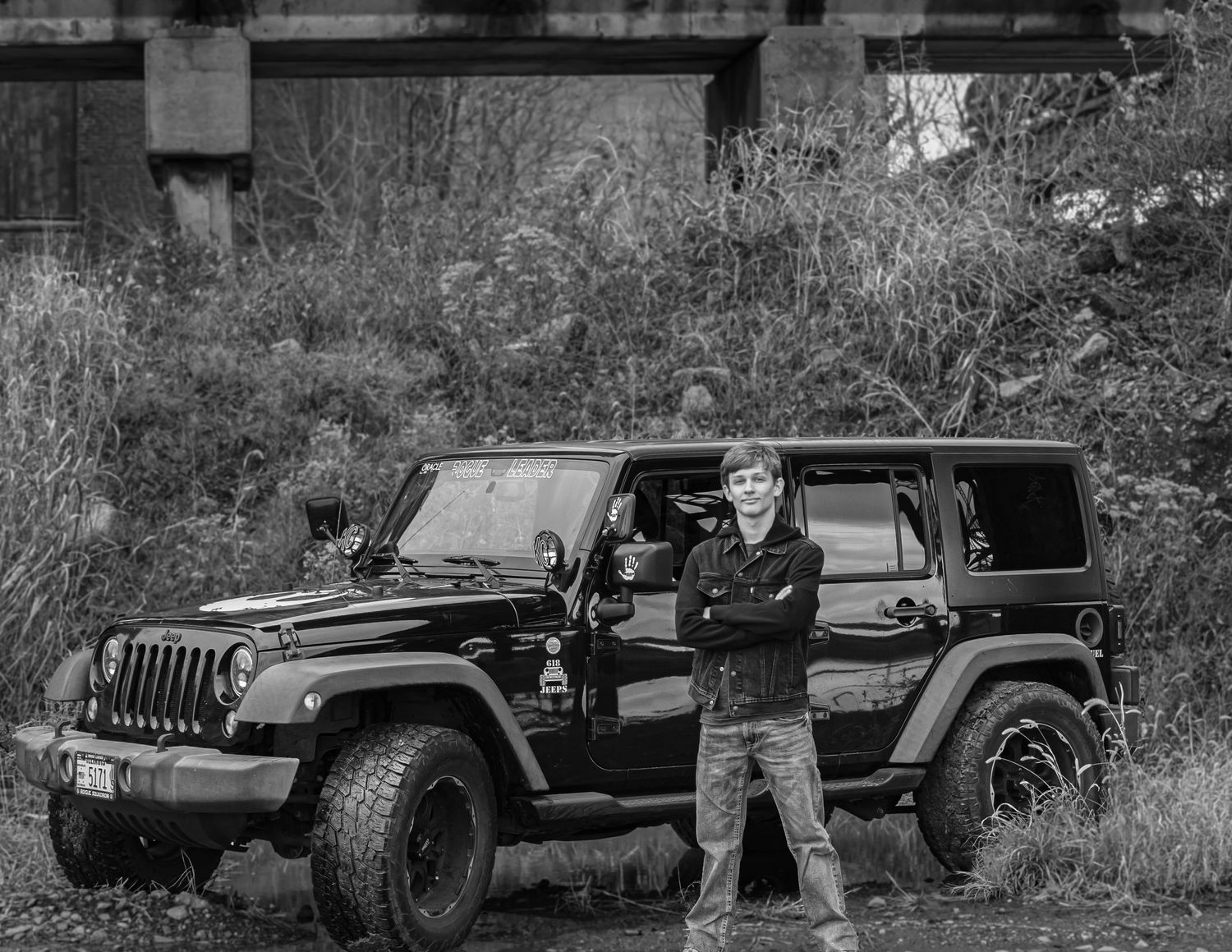 Series of black and white photos with vintage Jeep vehicles.