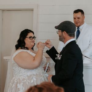 A series of wedding reception photos showing couples dancing and embracing on the dance floor at a celebration.