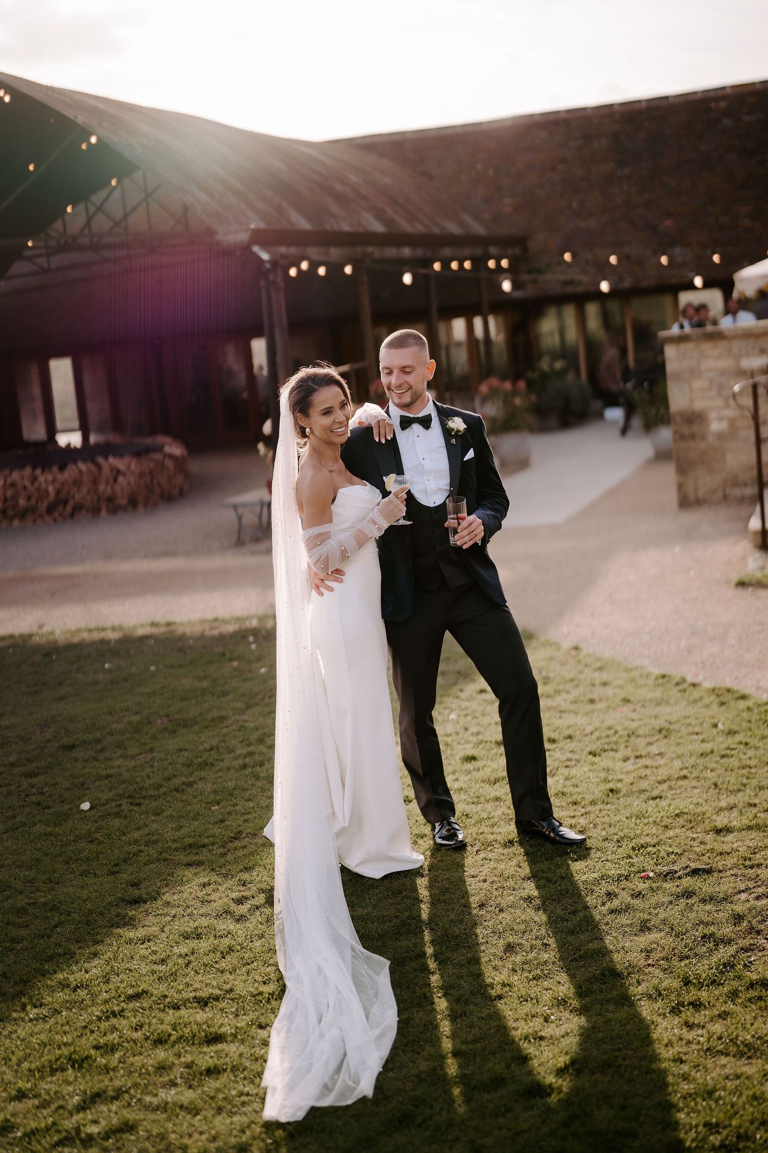 Bride and groom at Old Gore in cirencester