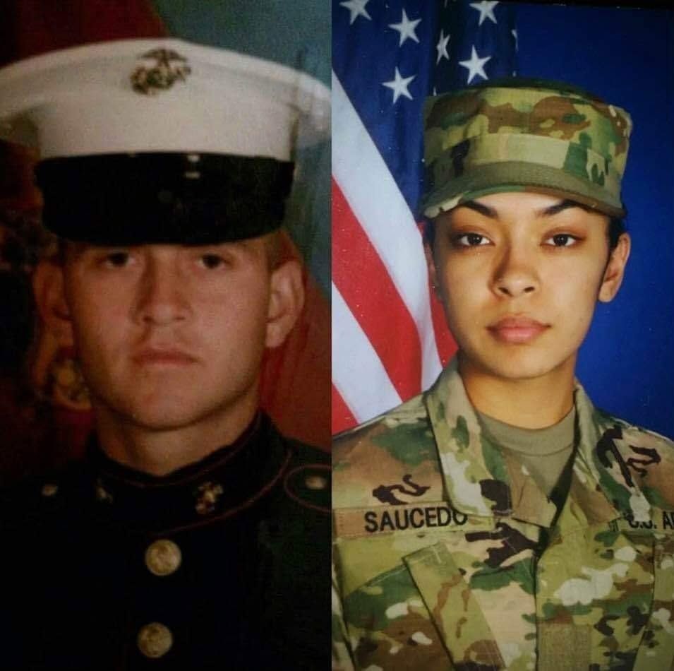 fotolilly photography veteran members william hernandez and evelyn saucedo marine corps and army veterans DFW Veteran Quinceanera family