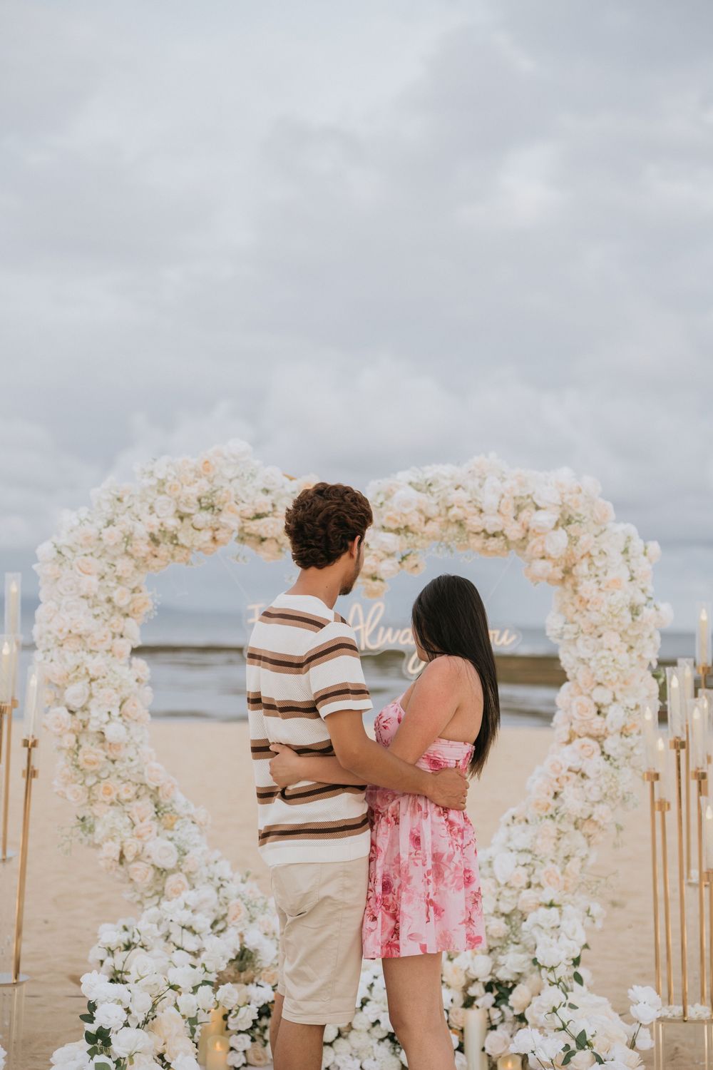 Romantic engagement photography on Mengiat Beach Bali.
