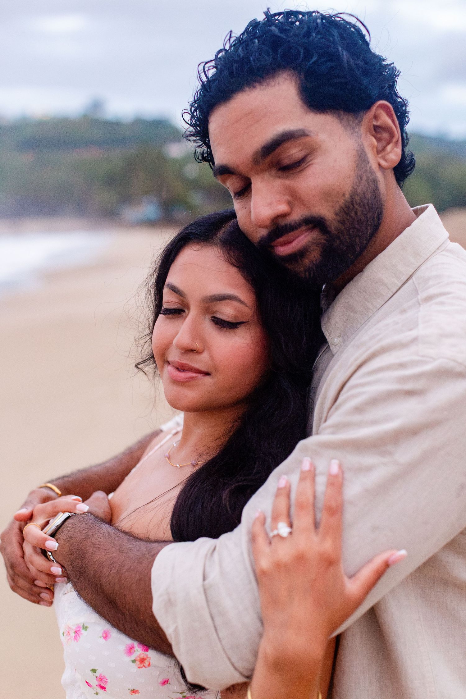 Engagement portrait on the beach. Playa Guajataca, Isabela, Puerto Rico.