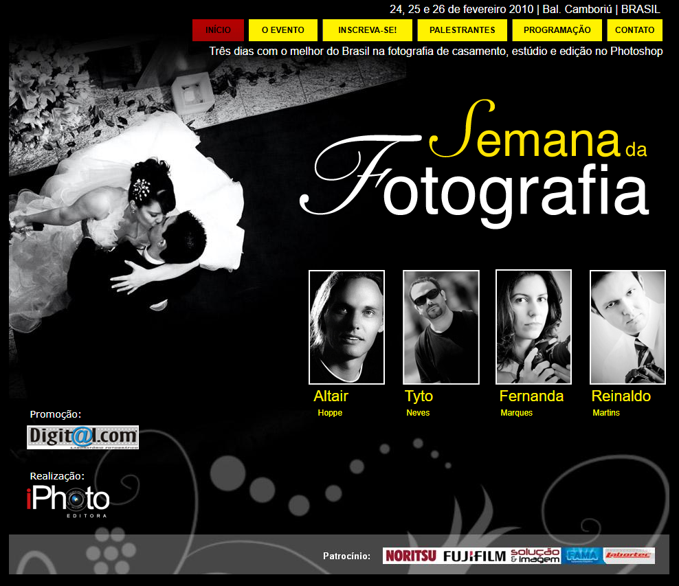 Semana da Fotografia event banner featuring wedding and portrait photographers Altair, Tyto, Fernanda, and Reinaldo in Brazil 2010.
